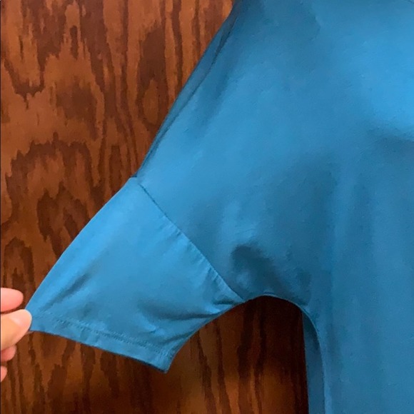 Women Short Sleeve Teal Blouse - Picture 3 of 11